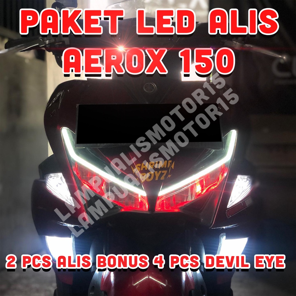 Jual Paketan Lampu Alis Aerox Bonus Devil Eyes Fullset Lampu List Depan Anti Air Lampu Variasi