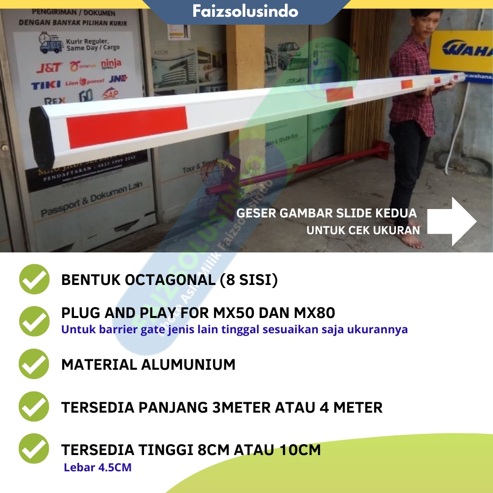 Jual Palang Barrier Gate Panjang 3Meter atau 4Meter (packing biasa