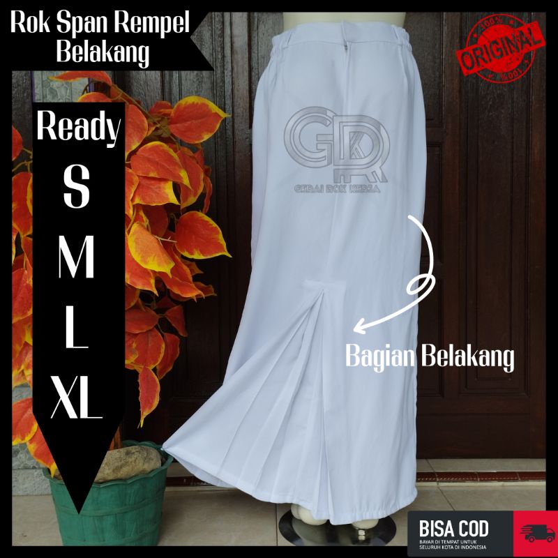 Jual Rok Span Rempel Belakang Putih Rok Sekolah Putih Rok Belah ...