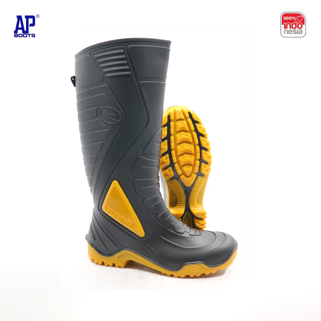 Jual Ap Terra Black Yellow Sepatu Boot Safety Karet Ap Boots Shopee Indonesia