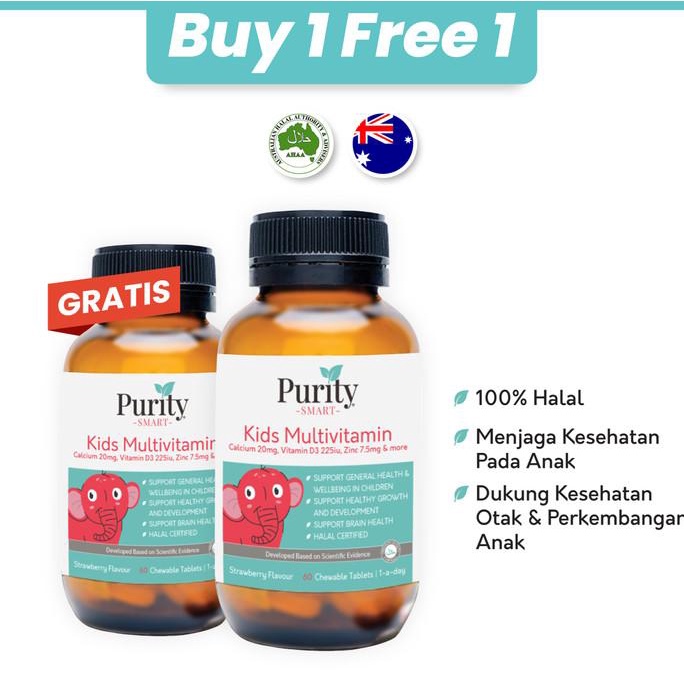 Jual Purity Vitamin Double Smart Kids Multivitamin Chewable 60 Tablet ...