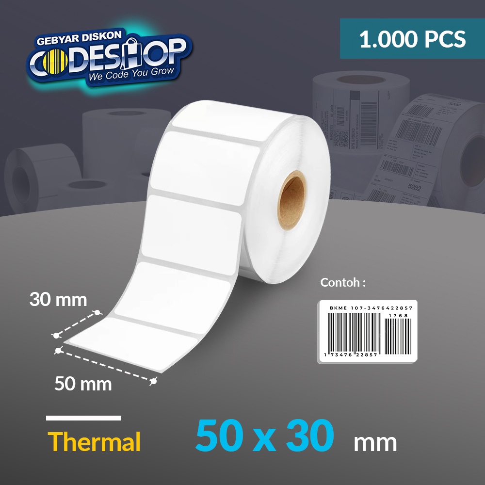 Jual Codeshop Label Thermal 50 x 30 mm 1 Line Stiker Printer Barcode ...