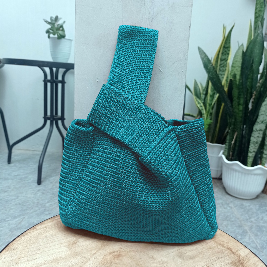 Jual Tas hampers Rajut / Tas Tangan / Knit Knot Bag / Knot Bag Rajut