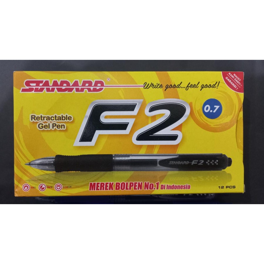 Jual Ballpoint Standard F2 0.7mm Gel Pen PER 1 LUSIN ISI 12 PCS ...