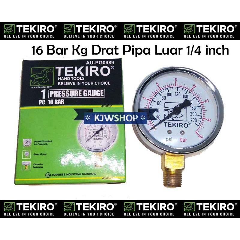 Jual Manometer 16Bar Pressure Gauge 16 kg TEKIRO Pressure Gauge 16 Bar