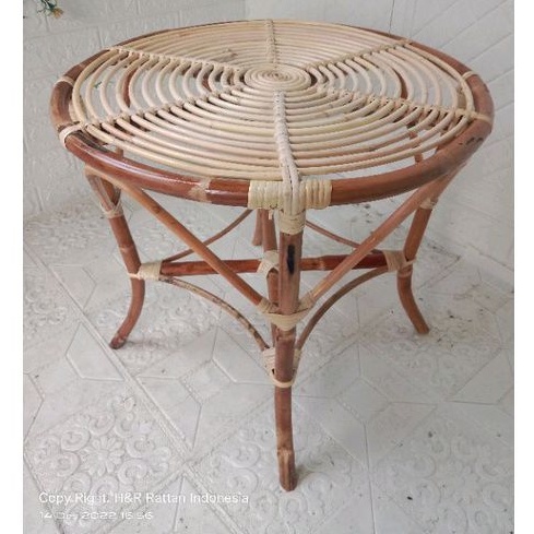 Atmosphera Wandspiegel - bloem - rotan - D50 cm - bohemian