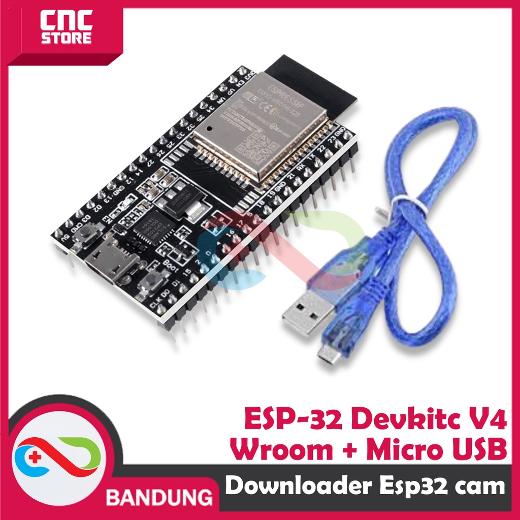 Jual ESP32 ESP-32 DEVKITC V4 WROOM-32D WIFI BLUETOOTH PLUS KABEL MICRO ...