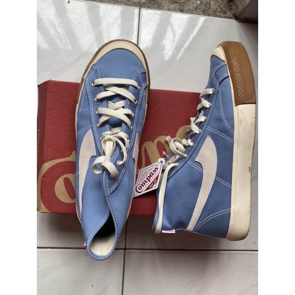 Jual sepatu compas gazelle hi canvas blue sky / gum. | Shopee Indonesia