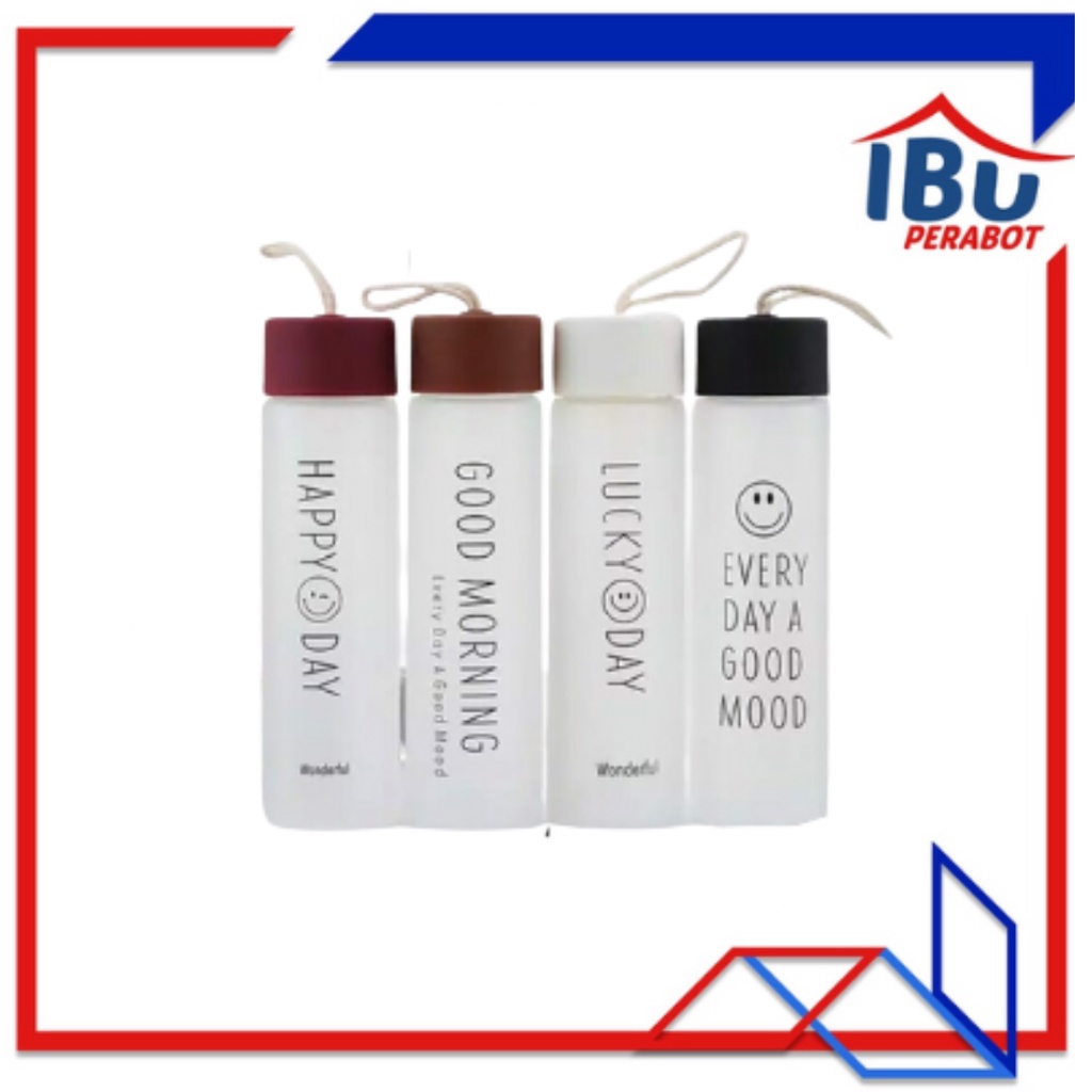 Jual BOTOL KACA SMILE NON BOX / botol minum viral unik | Shopee Indonesia