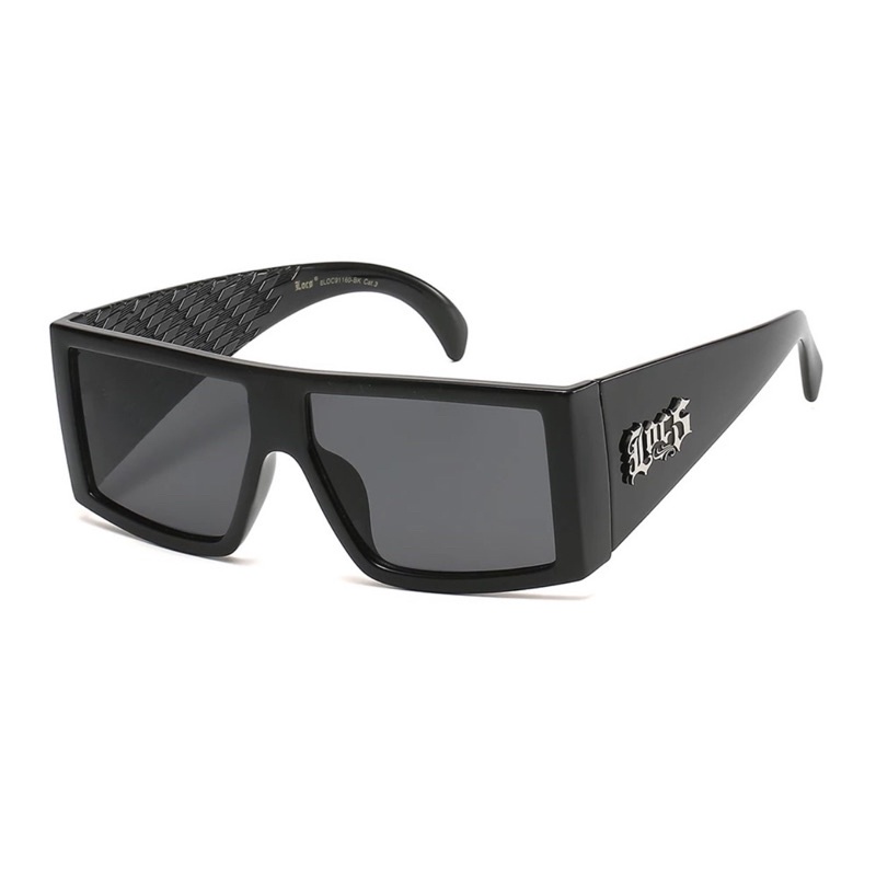 Occhiali Futuristici 2 Occhiali Da Sole LOCS Gangster - Lenti Nere Piatte, Stile Biker/Lowrider (UV400) Occhiali Biker Stile Lowrider Neri - Foto 7