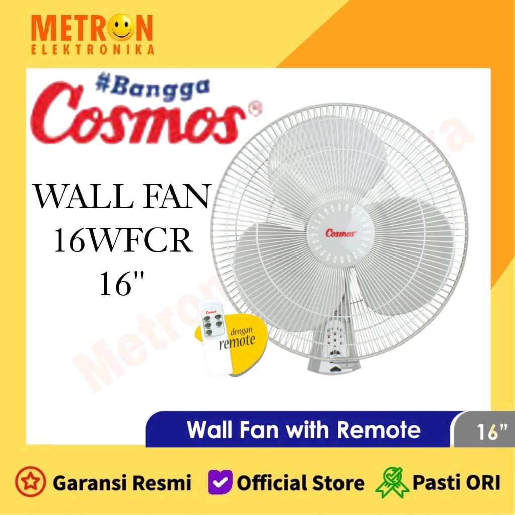 Jual COSMOS 16 WFCR KIPAS ANGIN DINDING / WALL FAN WITH REMOTE 16 INCH ...