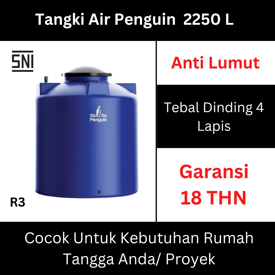 Jual Tandon Tangki Toren Air Plastik Penguin General Tank 2200 Liter ...