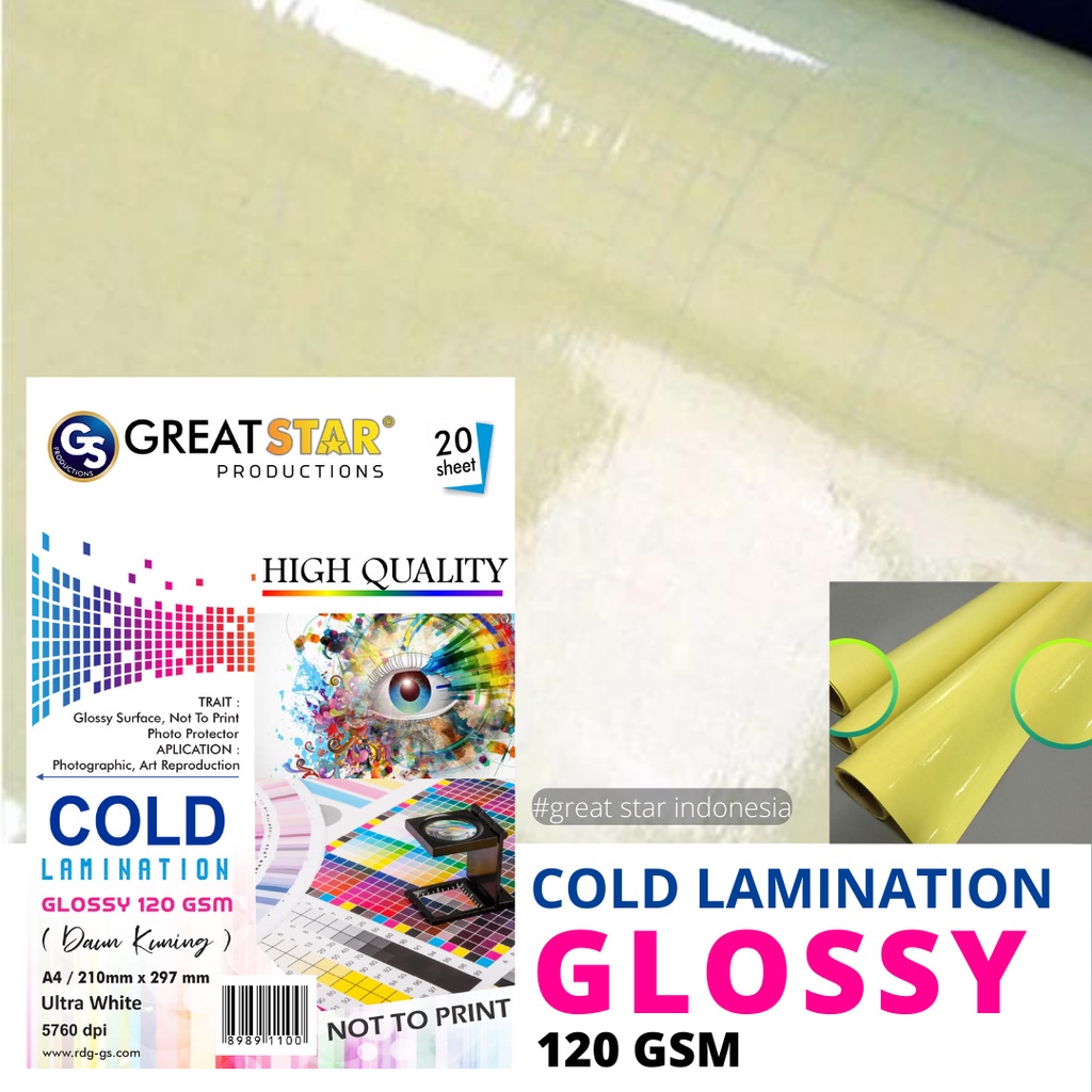 Jual Laminasi Dingin Glossy Cold Lamination Glossy Uk A4 120 Gsm 20