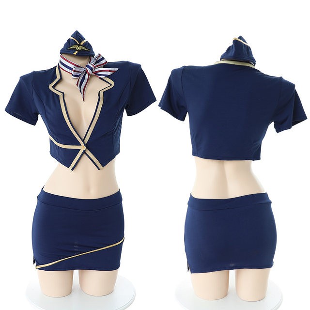 Jual Seragam Pramugari Sexy Stewardess Pilot Uniform Cosplay Set