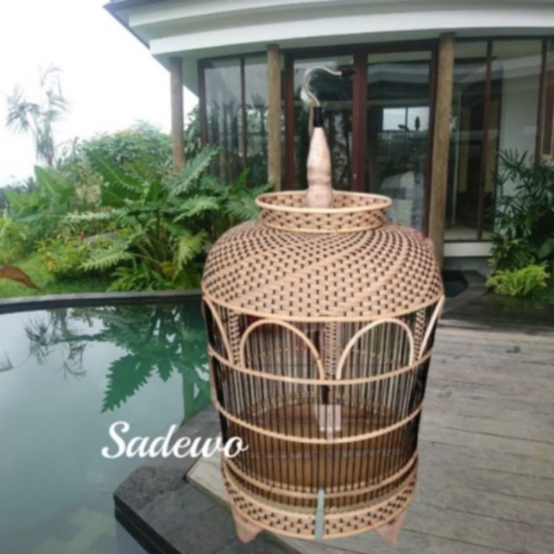 Jual sangkar burung perkutut rangka full rotan anyaman sintetis ...