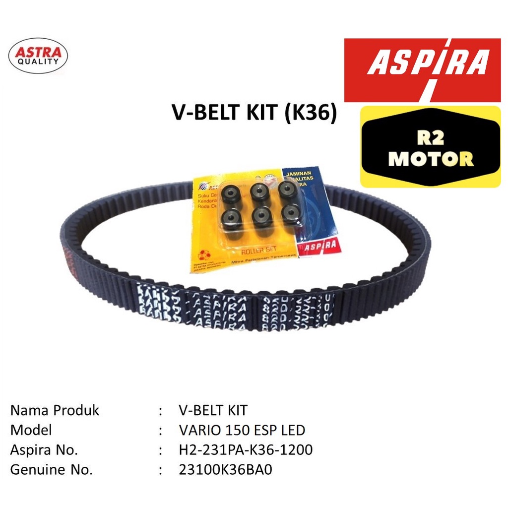 Jual Vbelt Set Plus Roller K K Aspira V Belt Van Belt Kit Vario Esp Led K K