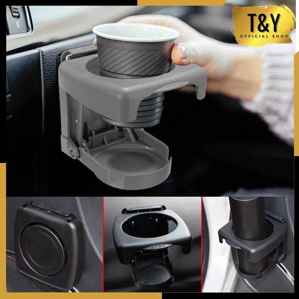 T&Y Cup Holder Mobil Dudukan Tempat Botol Gelas 500ml Multifungsi Holder Car Minum Gelas Tempat Botol Gelas Minuman Soda Mobil Bisa Di Lipat