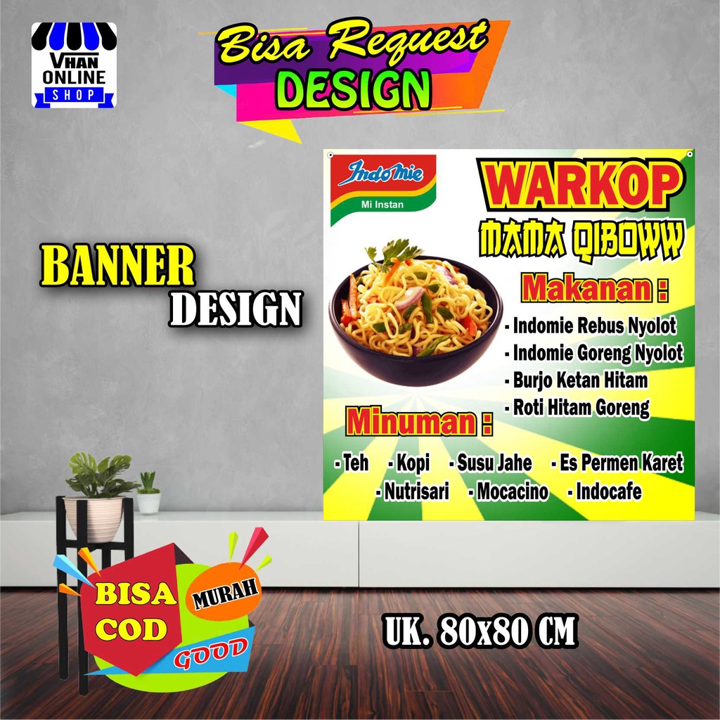 Jual Spanduk Banner Warung Indomie Warmindo Warung Makan Keren Murah