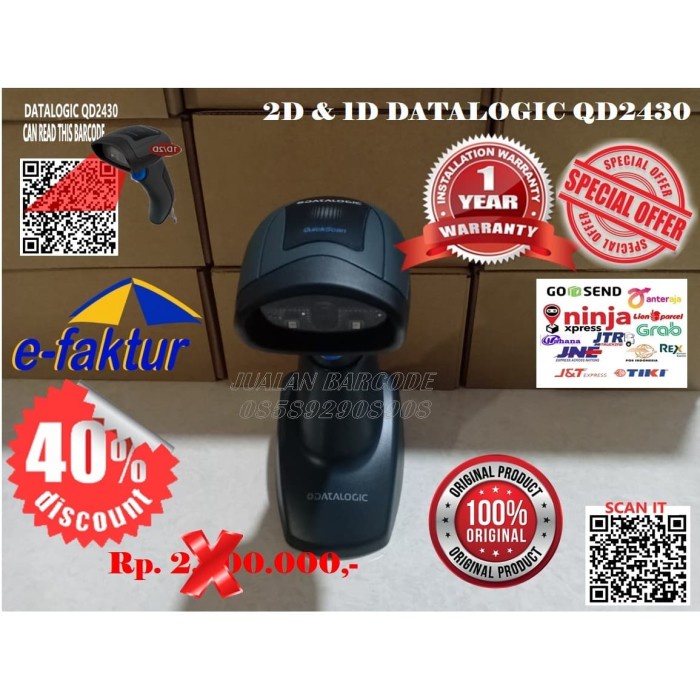 Jual BARCODE SCANNER 1D & 2D DATALOGIC QUICKSCAN QD 2430 ( USB,STAND