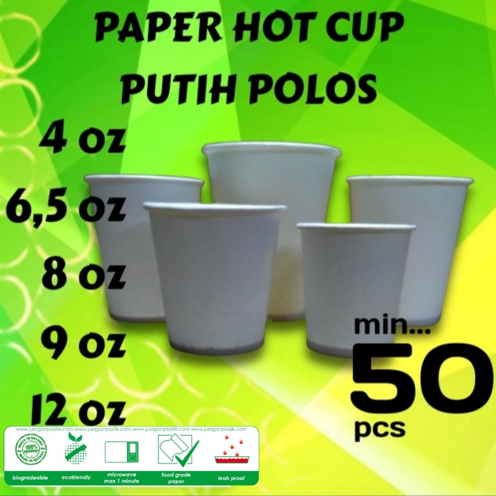 Jual Paper Hot Cup Gelas Cangkir Mug Kertas Kopi Teh Tahan Panas Polos