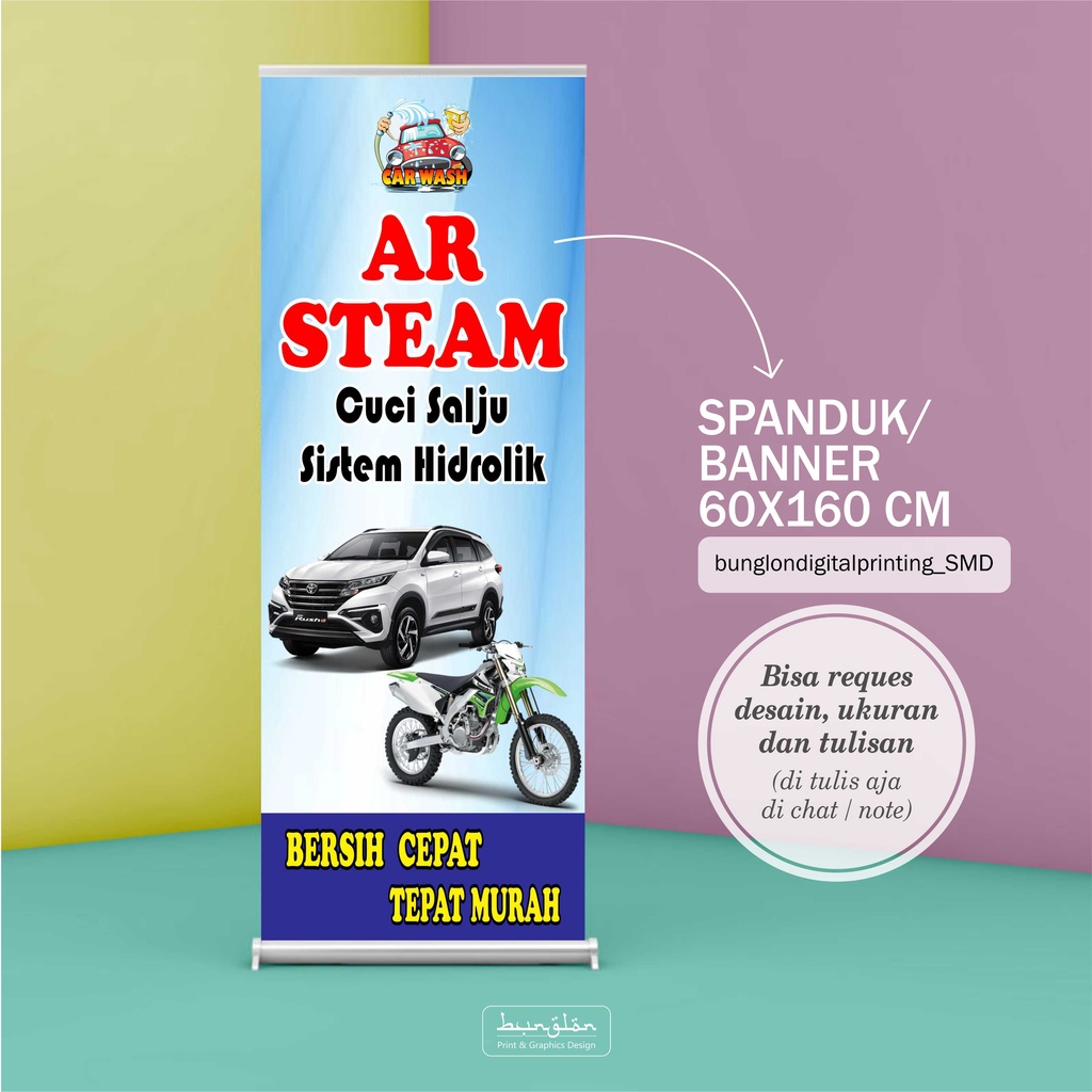 Jual Spanduk Banner Cuci Steam Cuci Motor Mobil Cuci Salju Free Desain Shopee Indonesia 1795