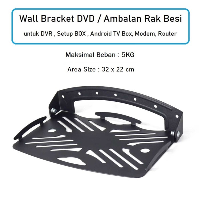 Jual Ambalan Rak Besi Bracket DVD DVR CCTV Rak Dinding Router TV Setup ...