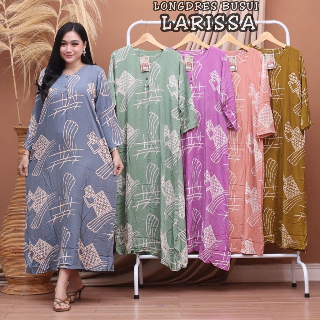 Jual Daster Lukis Panjang Longdress Santung Rayon Kekinian Daster