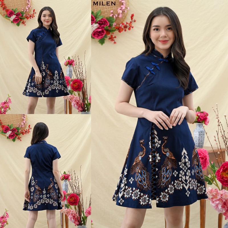 Jual Evercloth Milen Dress Batik Wanita Terusan Batik Couple Modern Kebaya Shopee Indonesia 