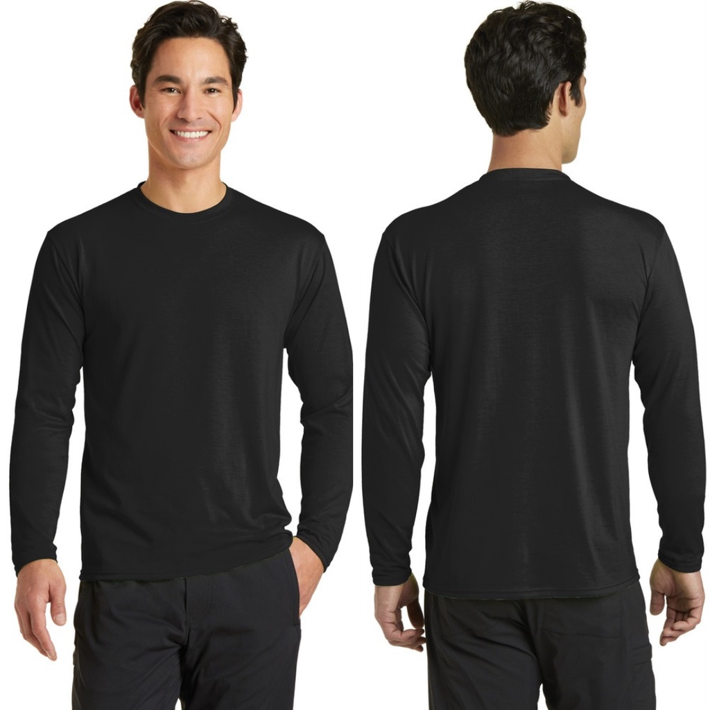 Jual Baju Kaos Lengan Panjang Warna Hitam Polos O Neck Unisex Bahan