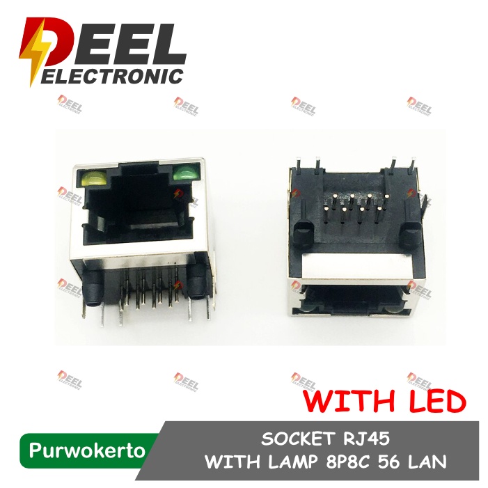 Jual SOCKET RJ45 SHIELD COPPER WITH LAMP SHELL 8P8C 56 LAN NETWORK ...