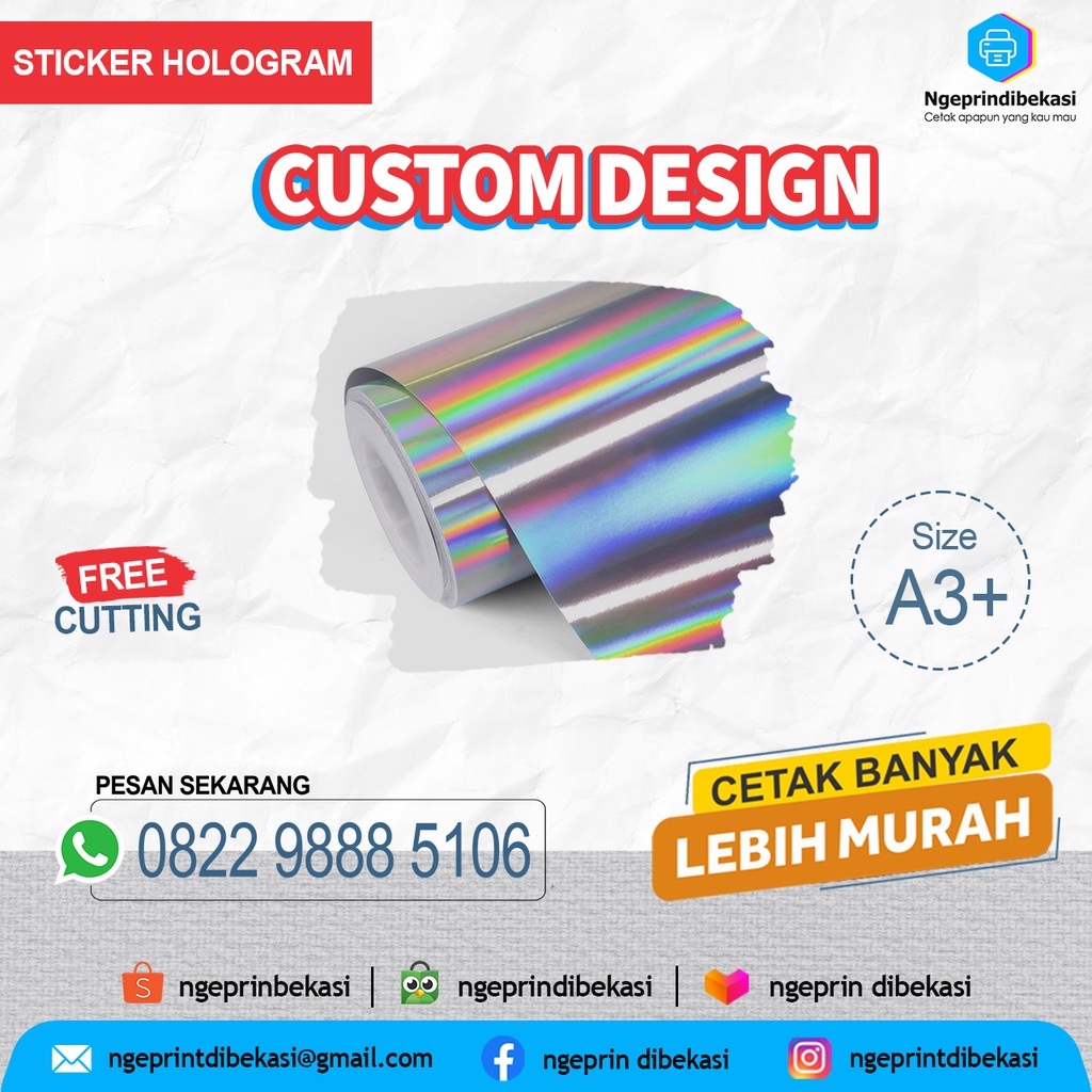 Jual Cetak Sticker Hologram Print Stiker Custom Design Shopee Indonesia