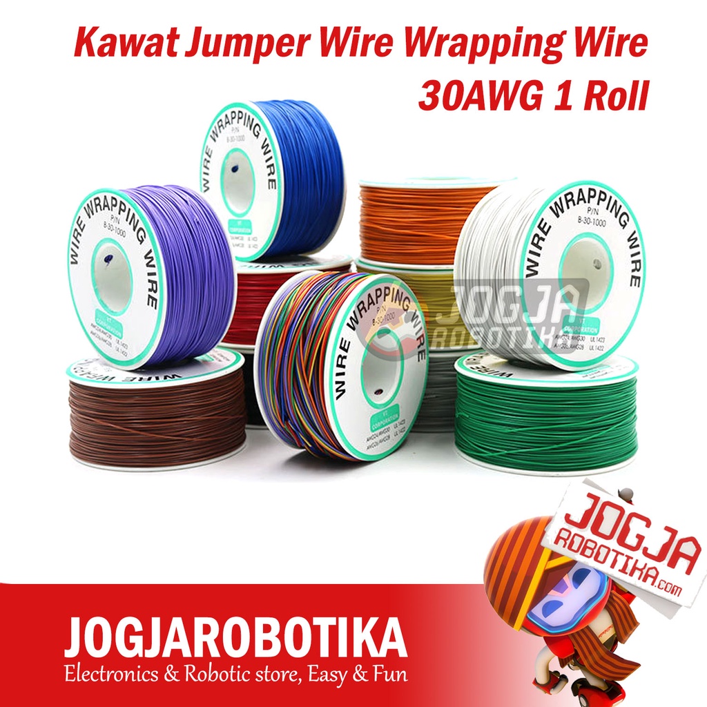Jual Kawat Jumper Wire Wrapping Wire Kabel PCB Breadboard 30AWG 1 Roll ...
