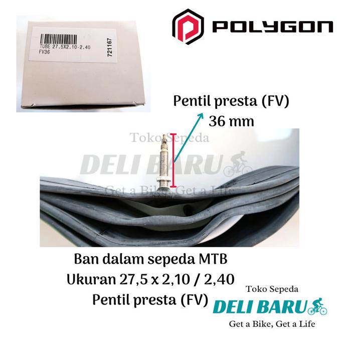 Jual Polygon Ban Dalam 27.5 X 2.10 / 2.40 Pentil Presta Fv 36 Mm Sepeda ...