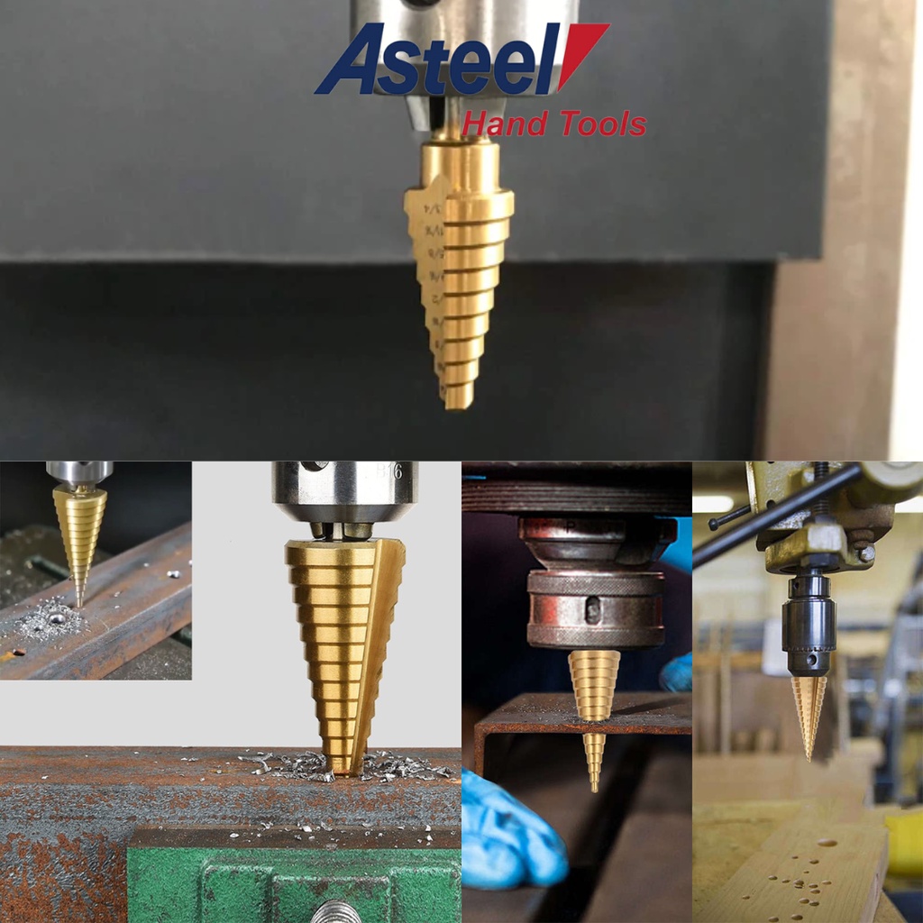 Jual ASTEEL Mata Bor Pagoda Step Drill Bits HSS 4 - 32 MM Titanium ...
