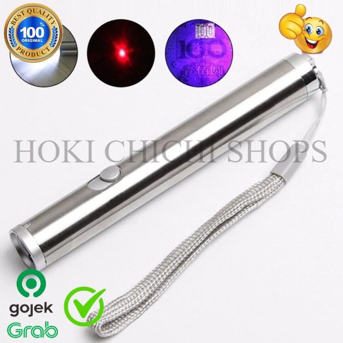 Jual Senter 3 in 1 Mini Multifunction LED Laser UV USB Rechargeable ORI ...