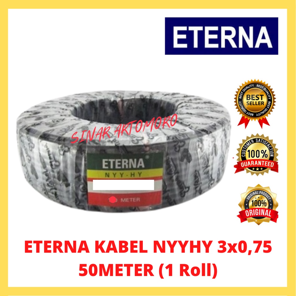 Jual Eterna Kabel Nyyhy 3 X 0 75 50m 50 Meter Eterna Serabut Hitam