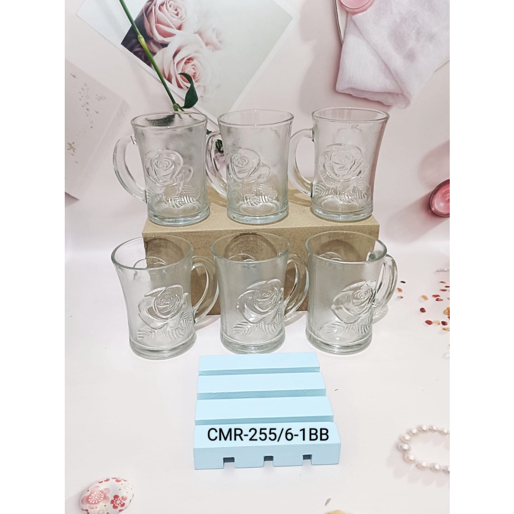 Jual cangkir bening ROSE isi 6