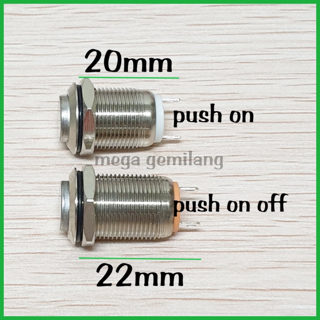 Jual Saklar pencet / Switch Push ON stainless 12 mm - 2 pin | Shopee ...