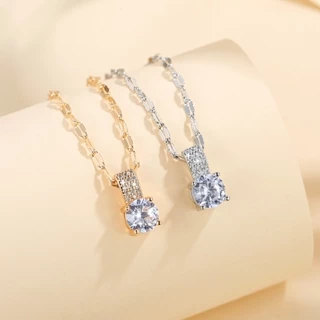 Lanme Jewelry Kalung Wanita Titanium Lapis Emas Berlian Liontin Anti Karat Kalung Rantai Klavikula Y904