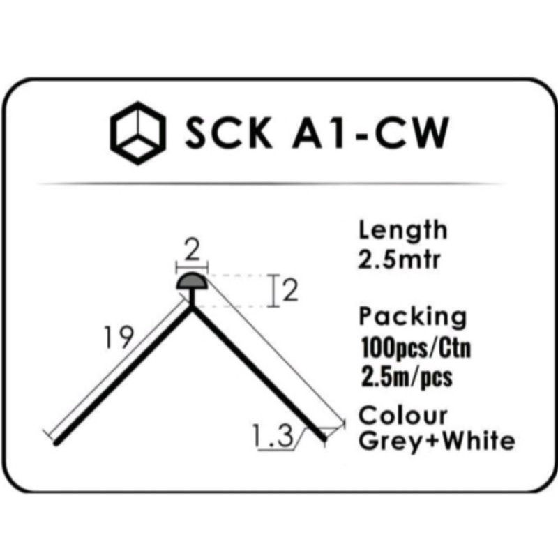 Jual Corner Bead tali air sudutan luar tembok PVC SCK A1 CW 2.5m 1pc