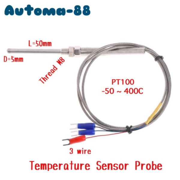 Jual Terbaik Temperature Sensor RTD PT100 Panjang Probe 5cm 50mm X 5mm ...