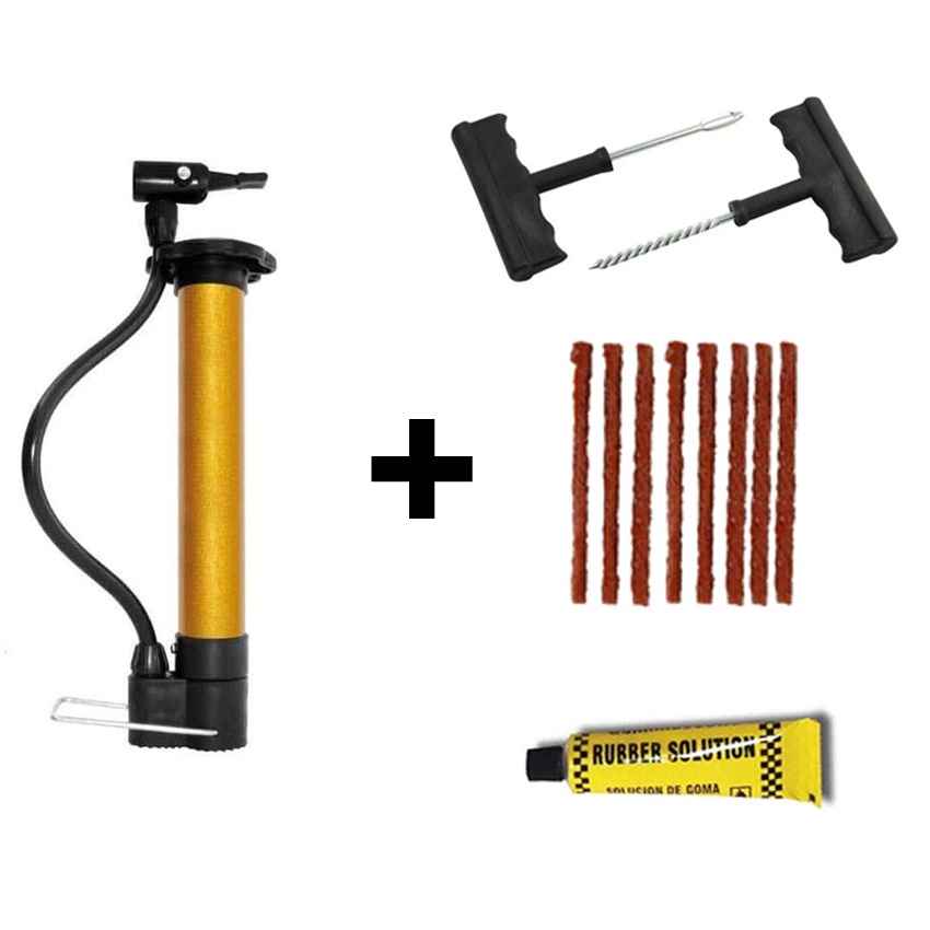 Jual PAKET Alat Tambal Ban Tubeles Motor Mobil + Pompa Angin Serbaguna