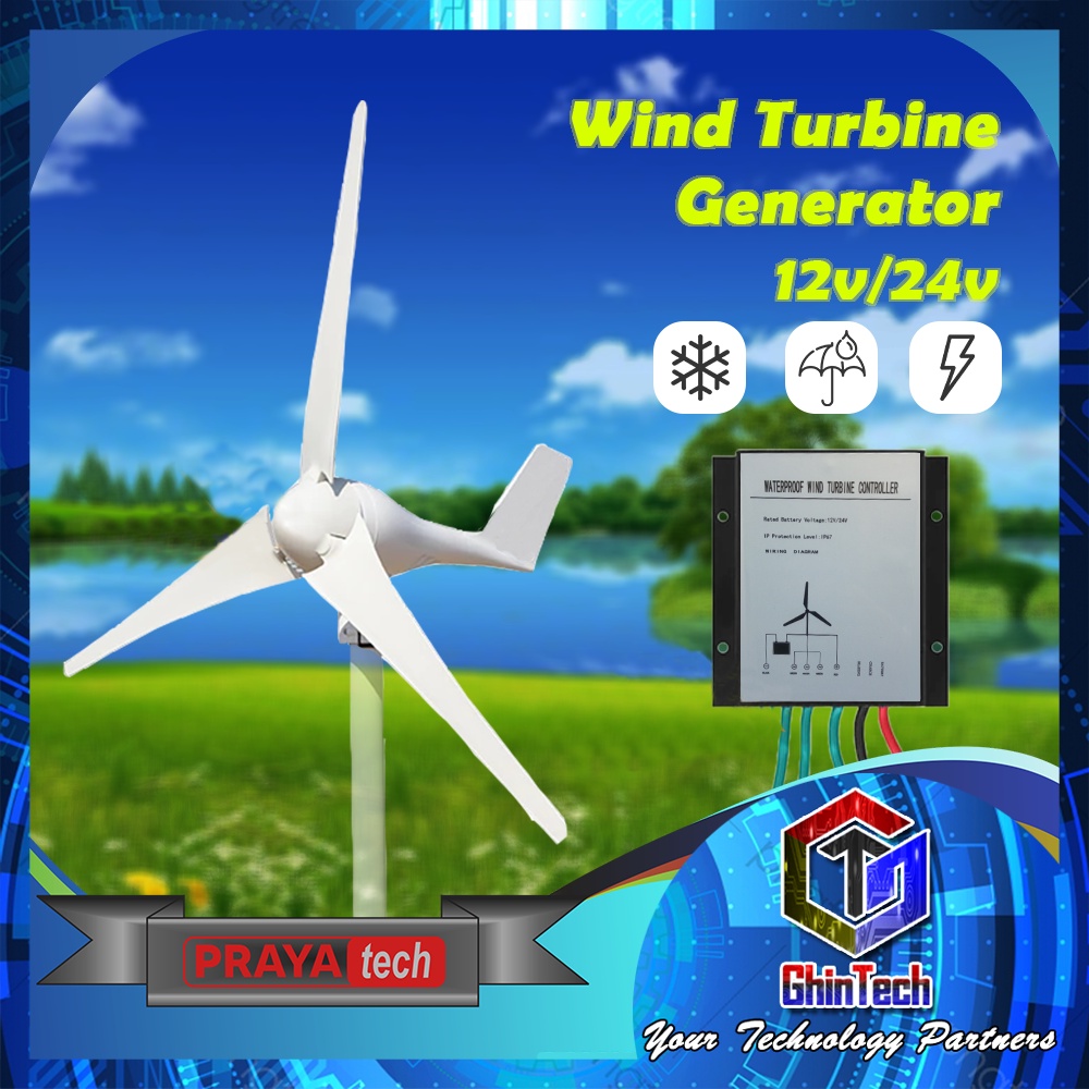 Jual 400w Wind Turbine Generator Turbin Listrik Tenaga Angin Solar Surya Panel Kincir Bayu Udara 7727