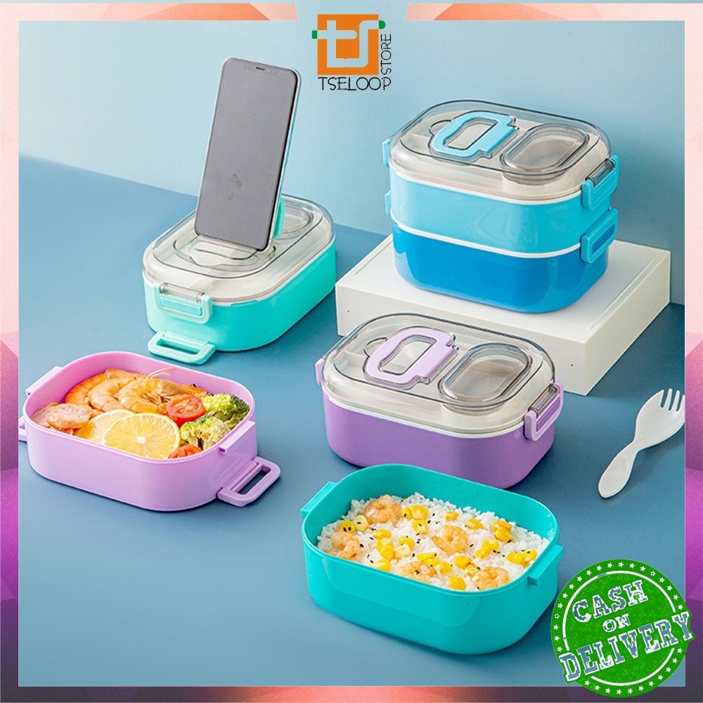 Jual OFM-C696 Tempat Makan Set 2 Tingkat Anti Tumpah / Lunch Box Susun ...