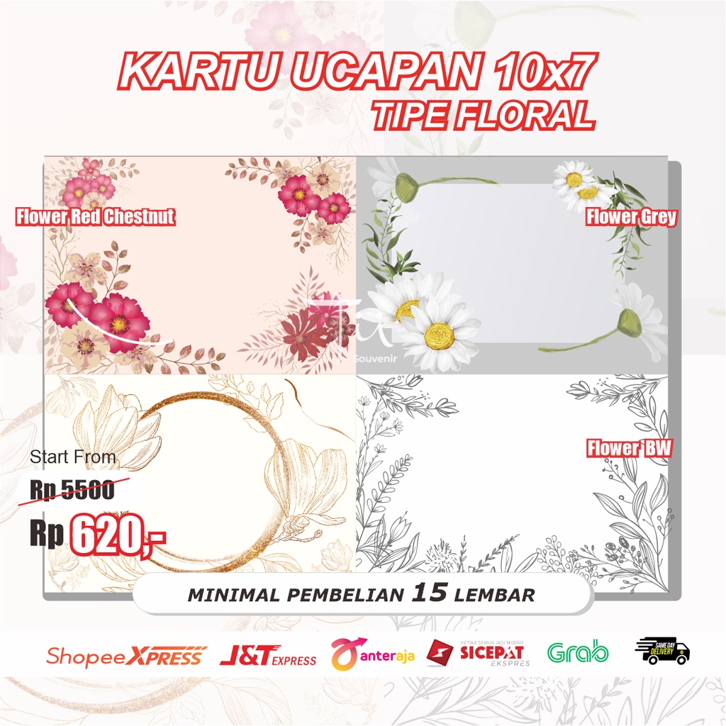 Jual GREETING CARD KARTU UCAPAN GIFT CARD FLOWER BUNGA 10X7 | Shopee ...