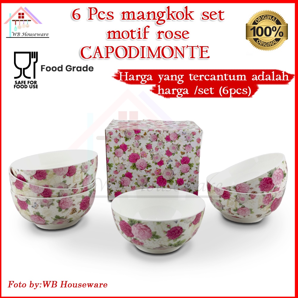 Jual CAPODIMONTE mangkok set ceramic motif bunga 5,5