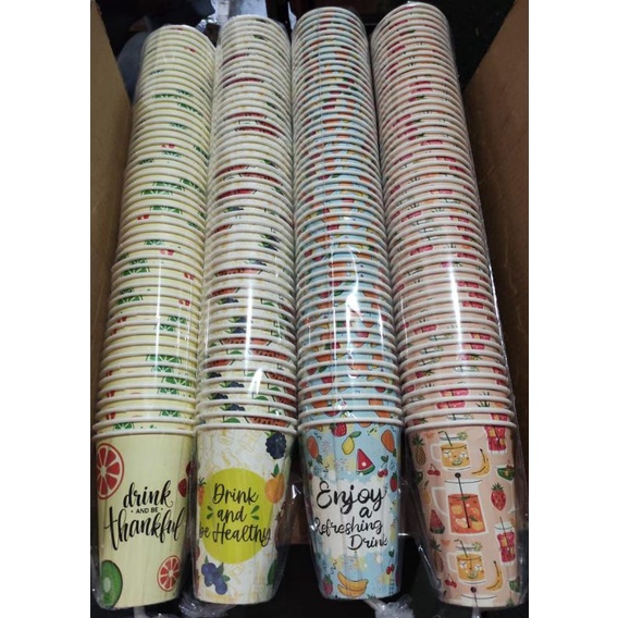 Jual paper cup motif 12 OZ ISI 50 ( gelas saja ) | Shopee Indonesia