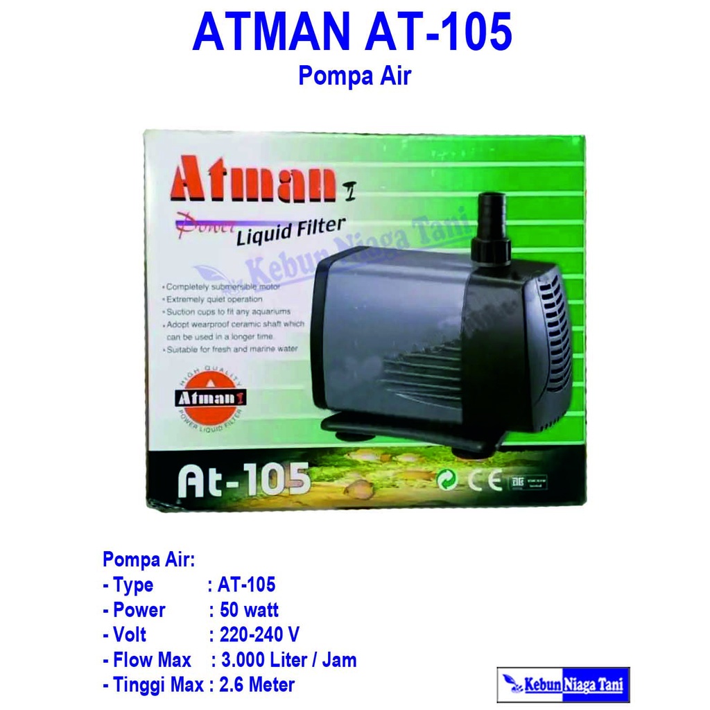 Jual Pompa atman 105 - pompa hidroponik tinggi 3 meter - pompa aquarium ...