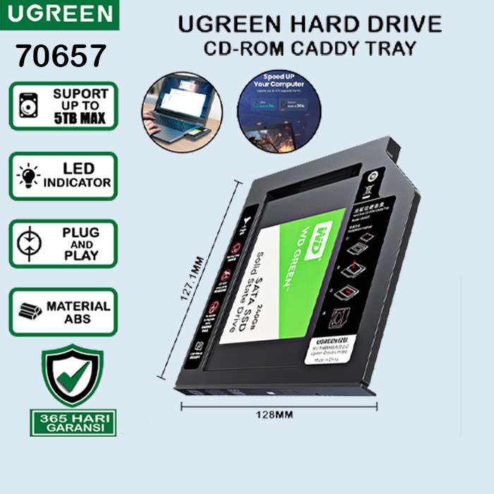 Jual UGREEN 70657 SATA HDD SSD Universal Caddy For 9.5mm Notebook Tray ...