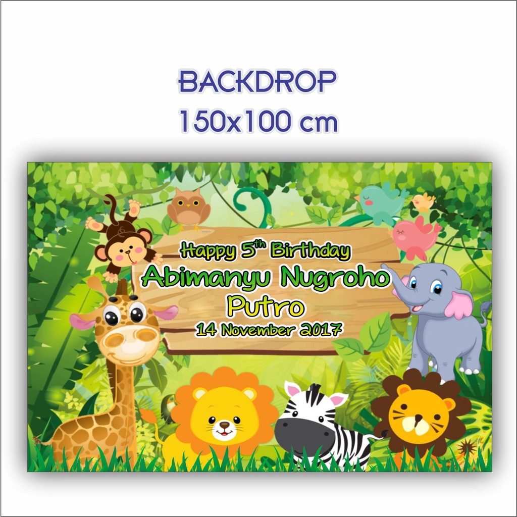 Jual Bigbag Banner backdrop spanduk ulang tahun anak tema zoo animal
